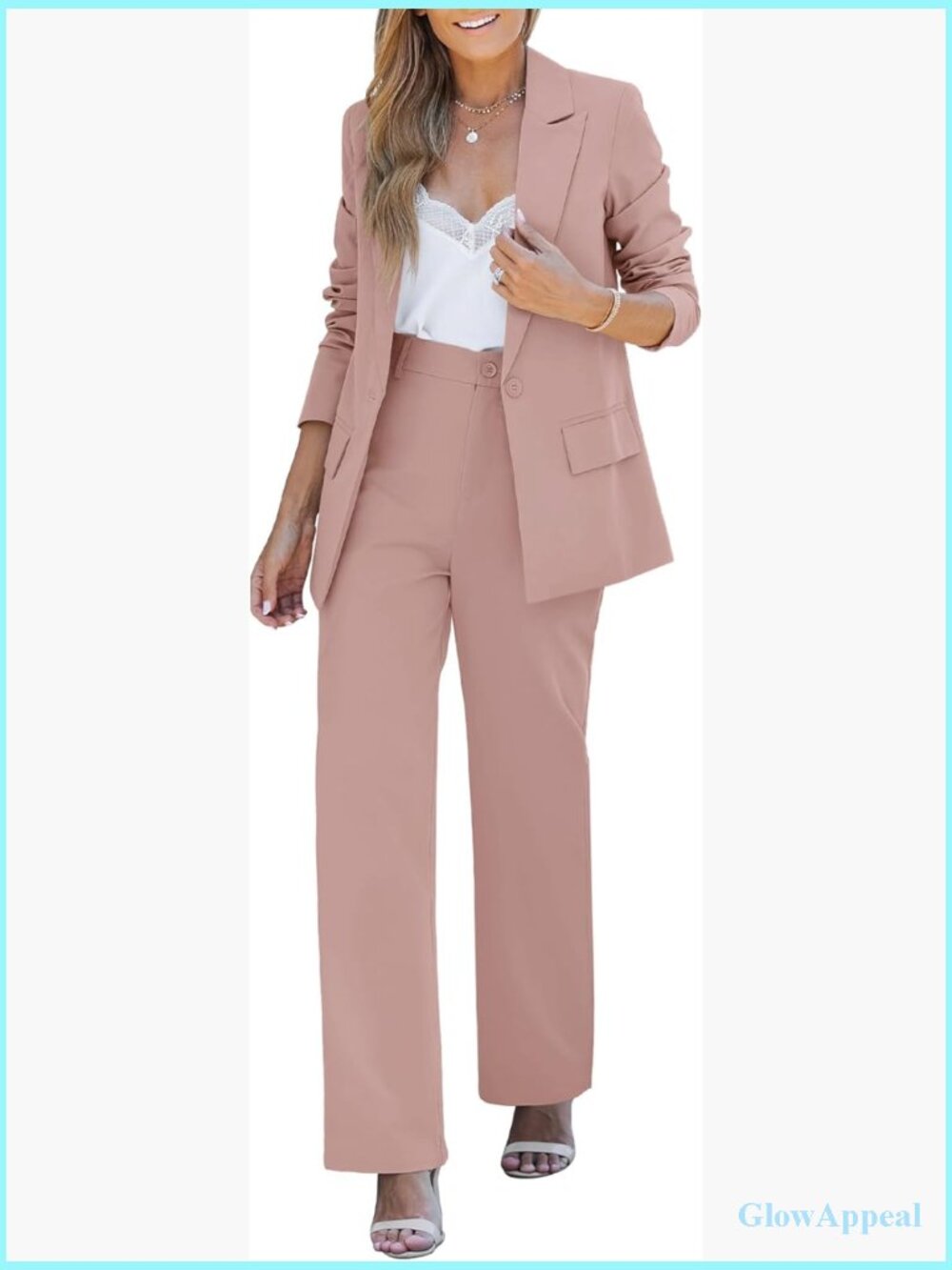 2 Piece Blazer and Pants Set for Women Business Casual High Waisted Straight